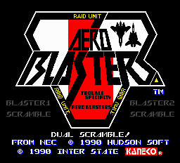 Aero Blasters title screen for PC Engine